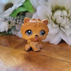 Littlest Pet Shop LPS #117 Chow Chow Dog Orange Brown Blue Eyes Hasbro 2005